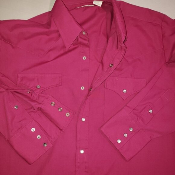 Sheplers Vintage Men's Western Shirt Long-sleeved size XL 17-35 Fuchsia Magenta - Picture 2 of 6